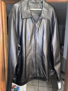 Roundtree and Yorke Genuine Black Leather Jacket Mens 3XL Tall Brand New - Picture 1 of 6