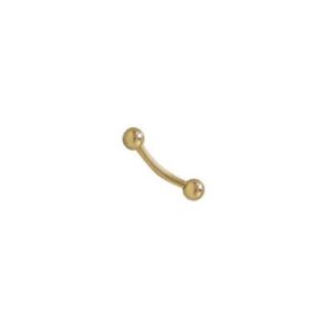 Eyebrow Ring 14k Gold Plated Curved Barbell Ring w/ Ball Beads