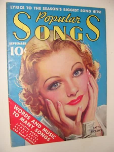 Popular Songs Sept 1936 Patti Pickens Cubierta Fannie Brice, Belle Baker - Imagen 1 de 1