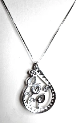 Collar colgante de plata esterlina Ross Simons circonita cúbica cristal con cadena 925 Italia 18" Foto 1 de 4