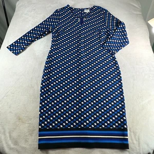 Beige by ECI Women's Blue Geometric Long Sleeve Dress SZ XL - Picture 1 of 10