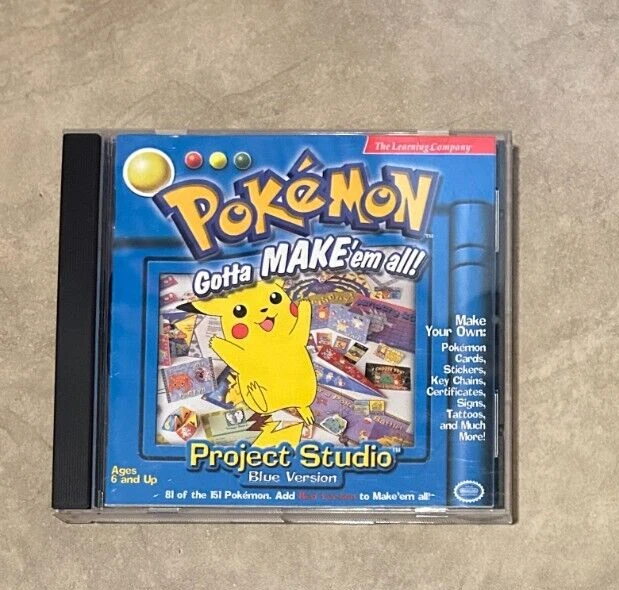 Pokemon Project Studio Blue Version PC 1999 The Learning Company CD in case - Image 1 of 1