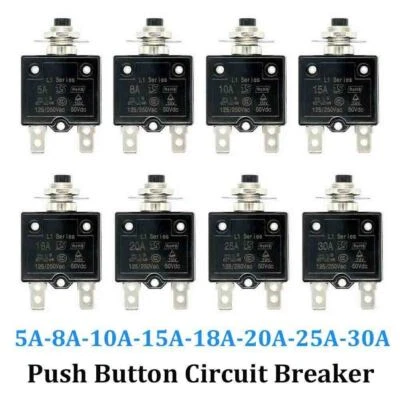 MUELLERSTAR universal 3-50 Amp Push Button Thermal Circuit Breaker 12-50V DC 125-250V Volt