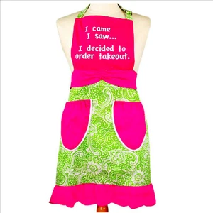 Apron I came I saw I decided to order takeout Pink  Close Out - Picture 1 of 2