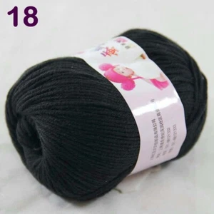 1skeinx50g Baby Cashmere Silk Wool Children hand knitting Yarn 1818 Black - Picture 1 of 24