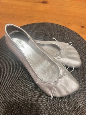 Balenciaga Anatomic Ballerina Flat Silver Metallic Leather Minimalist New Size37 - Image 1 of 4