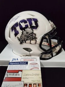 TCU HORNED FROGS TRE'VON MOEHRIG AUTOGRAPHED SPEED MINI HELMET JSA COA - Picture 1 of 3