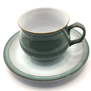 VINTAGE Denby Pottery Stoneware REGENCY GREEN Coffee Cup & Saucer - Picture 1 of 11