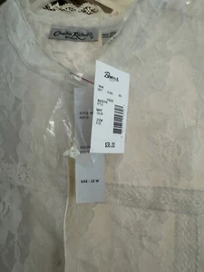 Claudia Richard Womens Lace Sheer Blouse Medium Ivory Floral 22w - Picture 1 of 6