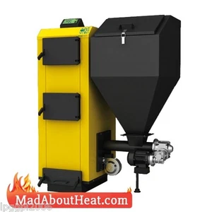 Caldaia a pellet PBI 38kW capacità multi combustibile brucia legna carbone venatura alt a stufa - Foto 1 di 1