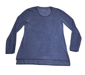 Soft Surroundings Shirt Women S Blue Long Sleeve Scoop Neck Bling  - Picture 1 of 10