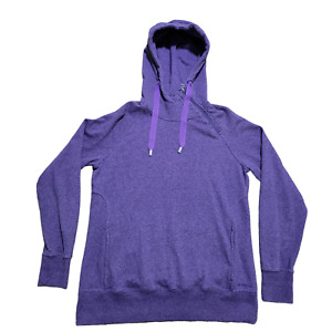 The North Face Long Sleeve Pullover Hoodie Purple Cotton Blend Pockets Women XL