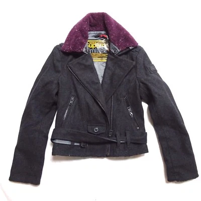 CHAQUETA ABRIGO MOTO LANA GRIS METALIZADO SUPERDRY MERCHANT NUEVA S PEQUEÑA Foto 1 de 3