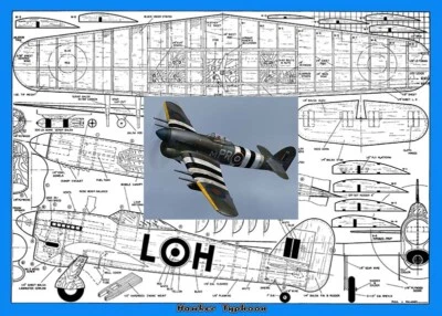 Model Airplane Plans (UC): Hawker Typhoon 40" Scale for  .29-.35 by Paul Palanek - Image 1 of 2