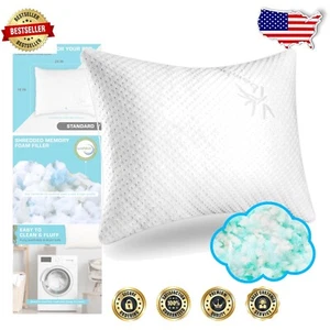 Slim Cooling Memory Foam Pillow - Perfect for Side, Back & Stomach Sleepers - Picture 1 of 10