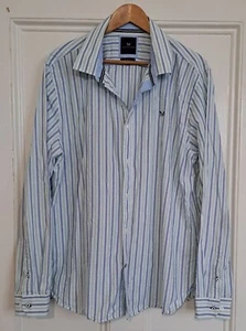 Crew Clothing Men's Blue & Pale Green Striped Slim Fit Shirt Size XXL - Picture 1 of 2