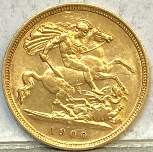 AUSTRALIA 1900 SYDNEY RARE GOLD HALF SOVEREIGN LOW MINT KEY DATE HIGH GRADE - Bild 1 von 2