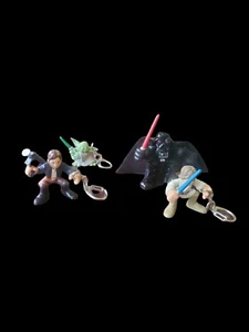 Galactic Heros Star Wars Lot Darth Vader Yoda Han Solo Luke Skywalker Keychains - Picture 1 of 3