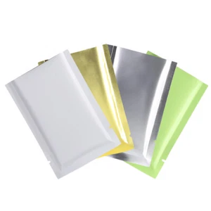100x Matt Gold Weiß Grün Silber Folie Mylar Offen Füllbeutel 8x12cm 3x4,75in - Bild 1 von 3