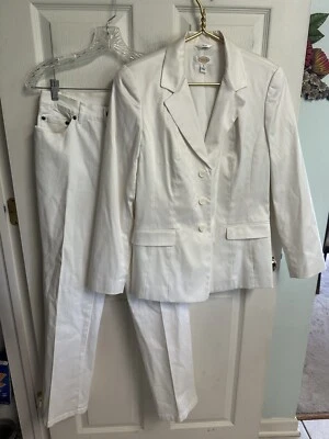 Lote Blazer Pantalones Vaqueros Elásticos Talbots 3 Piezas Talla 4/6 Med Blanco Off White Foto 1 de 4
