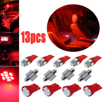 13pcs Auto Dome License Plate Lamp Bulb Car LED Light Interior Package Kit Red  - Image 1 of 4