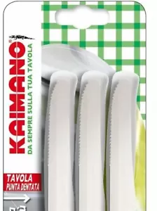 TABLE KNIFE COLTELLI KAIMANO 6 PCS DINAMIK סַכִּין НОЖ HALF SERRATED WHITE HANDL - Picture 1 of 2