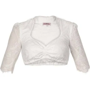 Dirndlbluse Nia-Christina Marjo Tracht halbarm Schalkragen raffbar Spitzenärmel - Bild 1 von 4