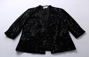 Eliza J Women's Elbow Sleeve Sequined Detail Blazer Jacket NC3 Black Large - Picture 1 of 4
