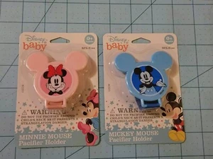 Disney Baby: Mickey & Minnie Mouse Pacifier Holder Set - New With Free Shipping - Picture 1 of 8