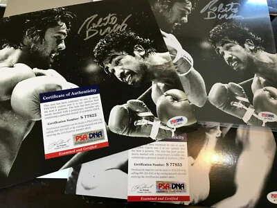 Roberto Duran signed 10x8 autograph PSA/DNA COA auto SILVER INK hook to Palomino - Image 1 of 3