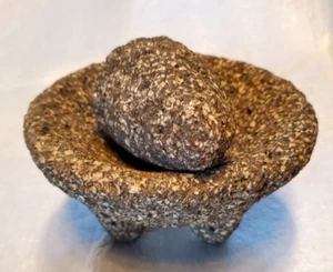 Molcajete Mexican basalt Lava Stone Mortar & Pestle Grinding 5.5” - Picture 1 of 5