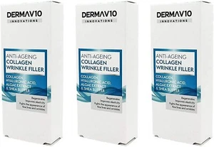 Derma V10 Deep Wrinkle Anti-Ageing Collagen Filler Face Cream 15ml 3 Pack - Picture 1 of 1