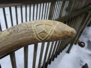 Vintage carved antler walking stick - Picture 1 of 10