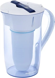 10-Cup Water Filter Pitcher, Round, White & Blue - Picture 1 of 9