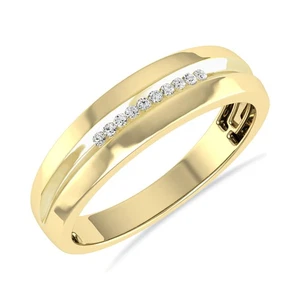 Fascia Uomo 0,05 Cttw Taglio Tondo Diamanti Naturali I-J/I2-I3 Oro Giallo 10K - Foto 1 di 7