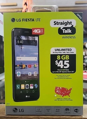 LG FIESTA LTE Straight Talk Prepaid Phone Black 5.5" Touch Screen 16GB - Image 1 of 4