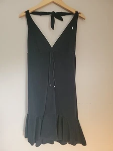Ralph Lauren Black Terry Halter Women's Lg.Tennis Dress Cover Up Y2K Beach Club  - Picture 1 of 9