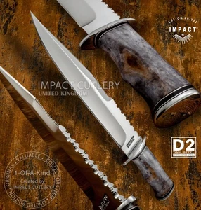 Model # 4736 Custom D2 Steel Bowie Knife by Impact Cutlery Bone Handle - Picture 1 of 14