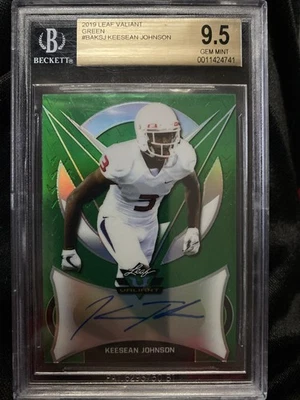 2019 Leaf Valiant Keesean Johnson #BA-KSJ Rookie Autograph Green 41/75 - Image 1 of 2