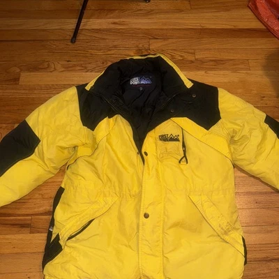 Chaqueta acolchada Y2K First Down Hiphop años 90 plumón de pato para hombre M negra amarilla Ripstop Foto 1 de 4