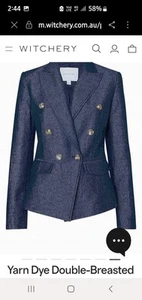 WITCHERY Brand New Denim Look Dressy Jacket Sz Witchery 6 Rrp $199 - Picture 1 of 9