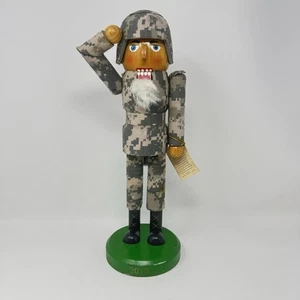 Cascanueces Soldado del Ejército Americano Militar Camuflaje Madera 14” 2010 Edición Limitada - Imagen 1 de 11