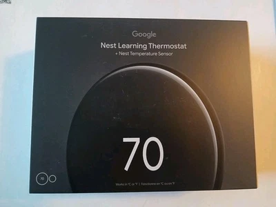 New Google Nest Learning Thermostat 4th Gen+ Sensor Polished Obsidian New sealed - Image 1 of 4