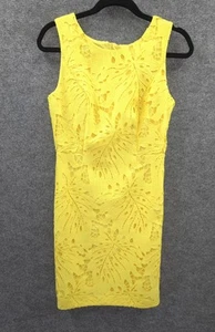 RSVP by Talbots Vestido Lápiz Para Mujer 4P Sin Mangas Forrado Encaje Superpuesto Amarillo NUEVO - Imagen 1 de 15