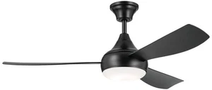54" Kichler Ample Satin Black LED Outdoor Ceiling Fan with Remote - Picture 1 of 1