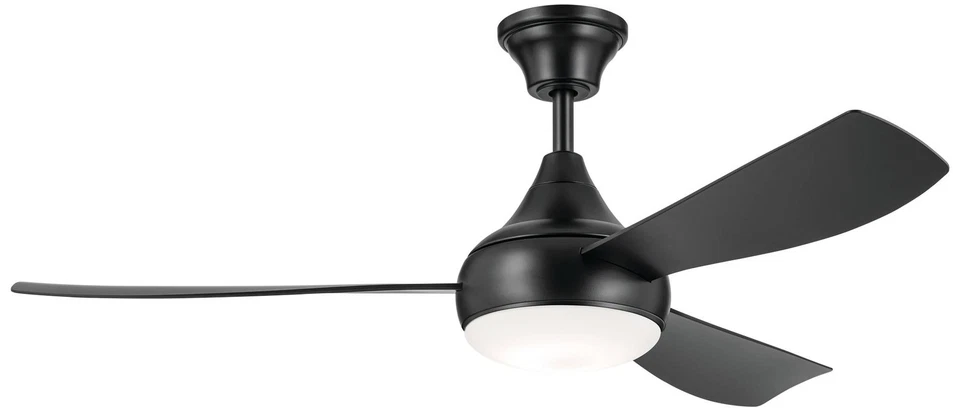 54" Kichler Ample Satin Black LED Outdoor Ceiling Fan with Remote - Image 1 of 1