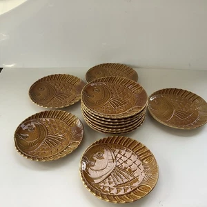 12 Assiettes Poisson Sarreguemines France Ceramique Vintage 1970 - Picture 1 of 7