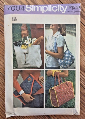 Simplicity Pattern 7004 Shoulder Bag Envelope Bag Tote 1975 Vintage Uncut - Image 1 of 4