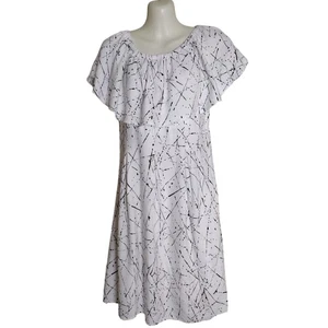 Chelsea & Theodore Dress with Wide Ruffled Collar, Sz S, White/Black - Picture 1 of 6