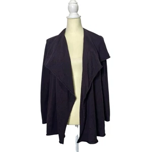 Cárdigan drapeado para mujer Eileen Fisher 100 % lana merino púrpura frente abierto talla L - Imagen 1 de 11